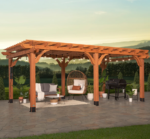 Beaumont 20 ft. x 12 ft. Light Brown Traditional Outdoor All Cedar Wood Patio Pergola Shade Structure with Electric - Image 2
