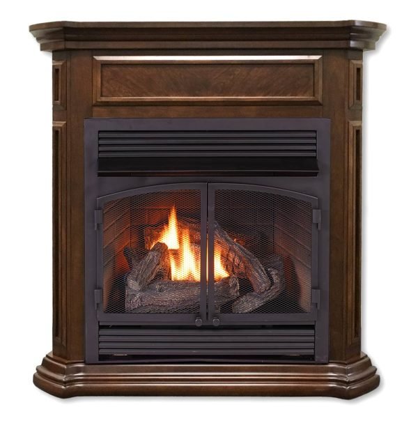 iben-product-375-image-1.jpg Duluth Forge Dual Fuel Ventless Gas Fireplace With Mantel – 32,000 BTU, T-Stat Control, Nutmeg Finish – Model# DFS-400T-4NG - Image 1