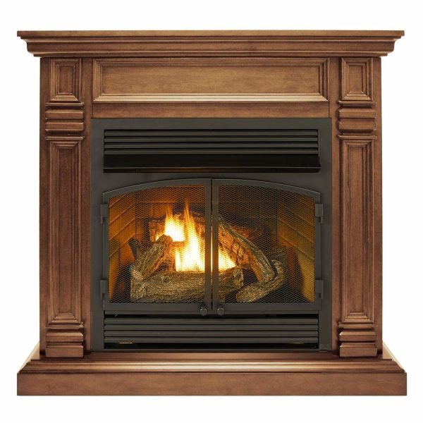 iben-product-377-image-1.jpg Duluth Forge Dual Fuel Ventless Gas Fireplace With Mantel – 32,000 BTU, T-Stat Control, Toasted Almond Finish – Model# DFS-400T-2TA - Image 1