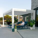 14×10 Windham Modern Steel Pergola With Sail Shade Soft Canopy - Image 8