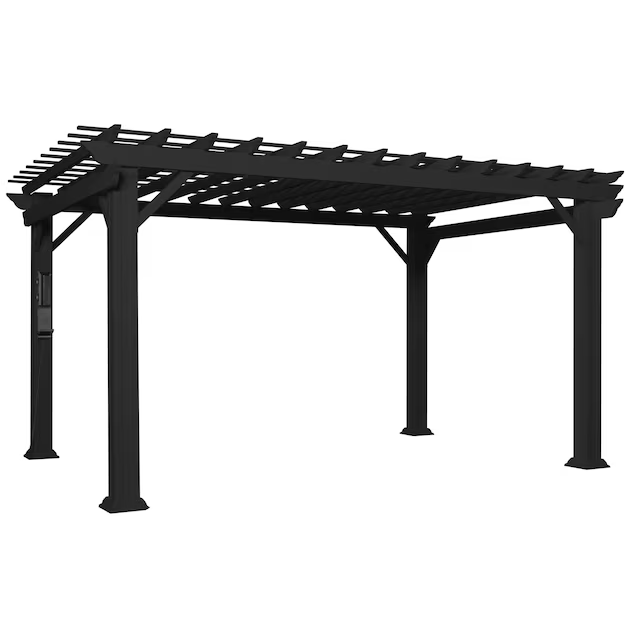 iben-product-96-image-1.png Stratford 14 Ft. X 10 Ft. Black Steel Traditional Pergola with Sail Shade Soft Canopy - Image 1
